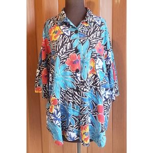 Best Blouse Company size XL blue & orange Hawaiian button up